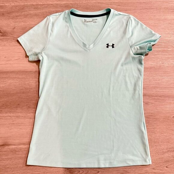 Under Armour Mint Green Tech Twist V Neck T-Shirt Size Small - Picture 2 of 5